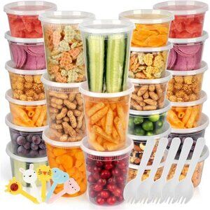 [60 Pack, 2 Size] Food Storage Containers with Lids,16oz, 32oz Plastic Airtight